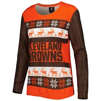 FOCO Orange Cleveland Browns Holiday Ugly Ensemble de pyjama pour femme