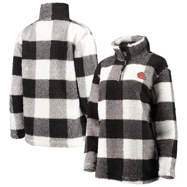 Lids Cleveland Browns G-III 4Her by Carl Banks Women's Sherpa Plaid  Quarter-Zip Jacket - Black