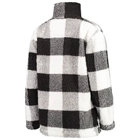 Women's G-III 4Her by Carl Banks Black Cleveland Browns Sherpa Plaid Quarter-Zip Jacket