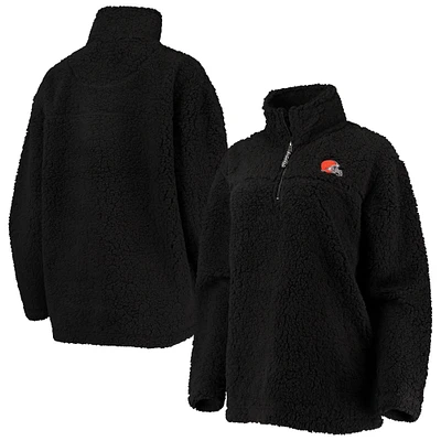 Veste noire G-III 4Her par Carl Banks pour femmes Cleveland Browns Sherpa quart-zip