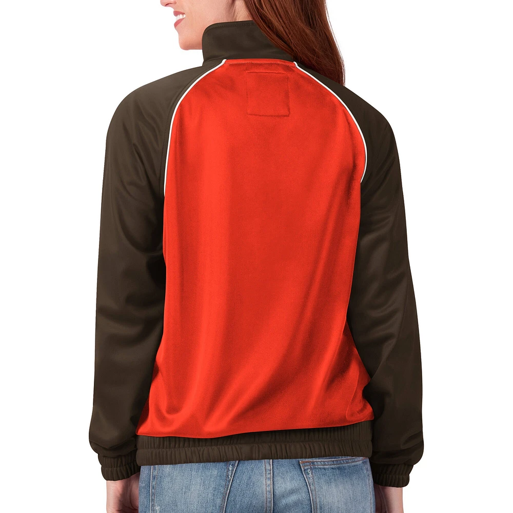 Women's G-III 4Her by Carl Banks Brown Cleveland Browns Backfield Raglan - Full-Zip Track Jacket