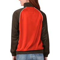 Women's G-III 4Her by Carl Banks Brown Cleveland Browns Backfield Raglan - Full-Zip Track Jacket
