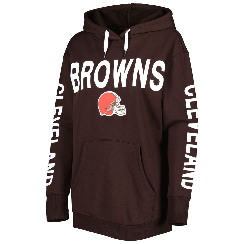 Women's G-III 4Her by Carl Banks Brown Cleveland Browns Extra Inning Logo - Pullover Hoodie