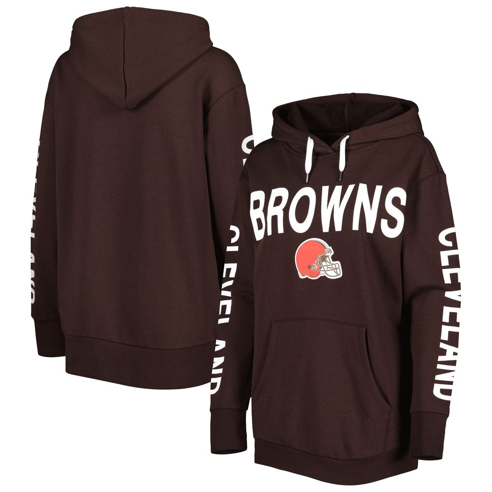 Women's G-III 4Her by Carl Banks Brown Cleveland Browns Extra Inning Logo - Pullover Hoodie