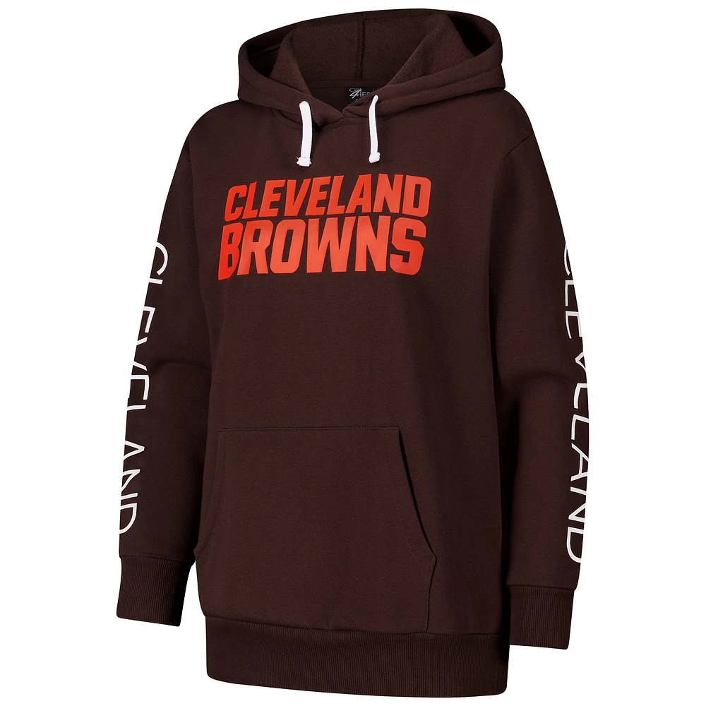 Women's G-III 4Her by Carl Banks Brown Cleveland Browns Extra Inning Pullover Hoodie