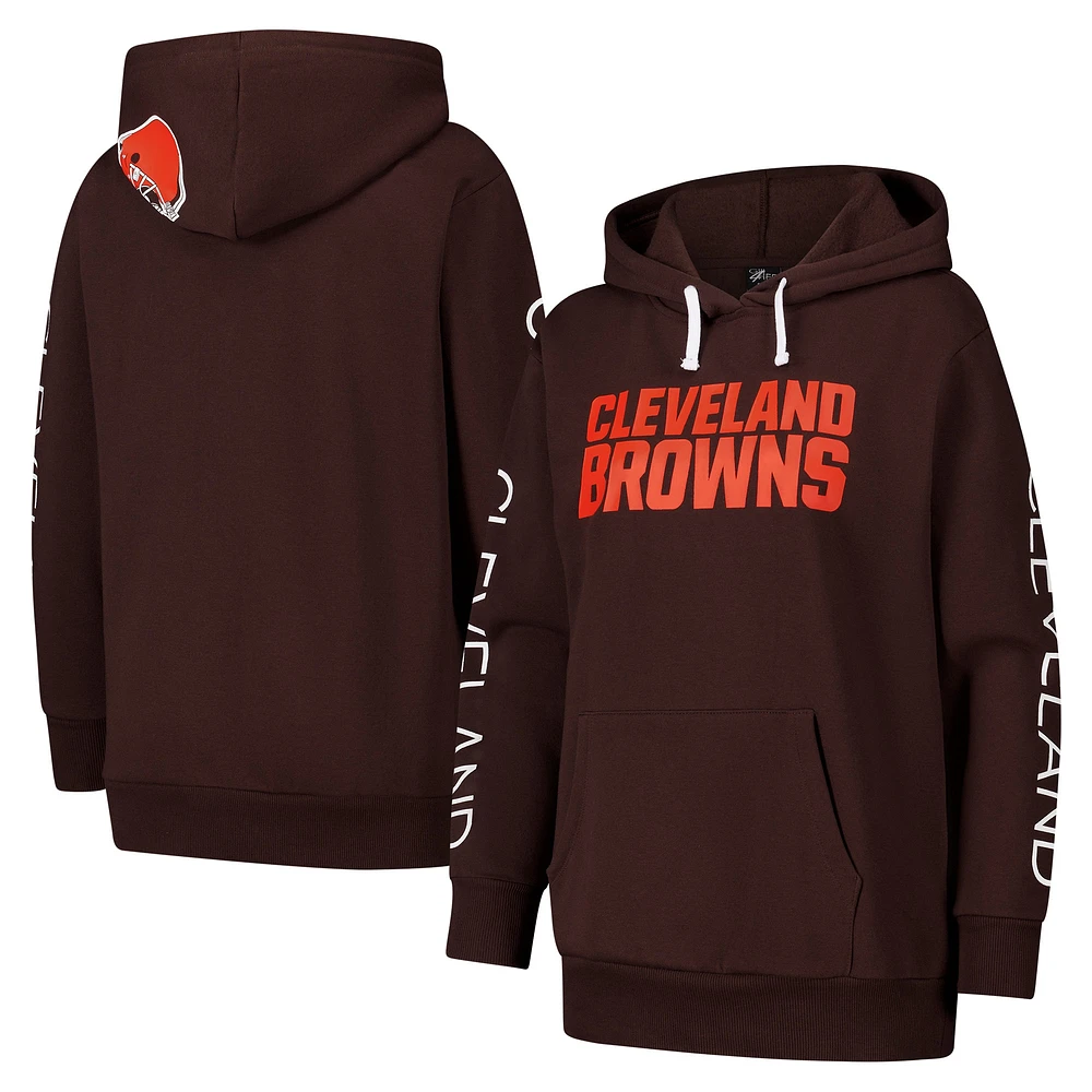 Women's G-III 4Her by Carl Banks Brown Cleveland Browns Extra Inning Pullover Hoodie