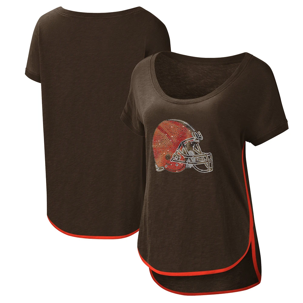 T-shirt à col rond Cleveland Browns Rookie G-III 4Her by Carl Banks pour femme, marron