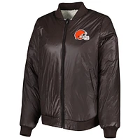 Veste réversible pour femme G-III 4Her by Carl Banks Oatmeal/Brown Cleveland Browns Switchback Full-Zip