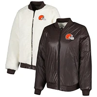 Veste réversible pour femme G-III 4Her by Carl Banks Oatmeal/Brown Cleveland Browns Switchback Full-Zip