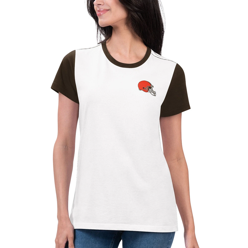 T-shirt pour femme G-III 4Her by Carl Banks blanc/marron Cleveland Browns Fashion Illustration