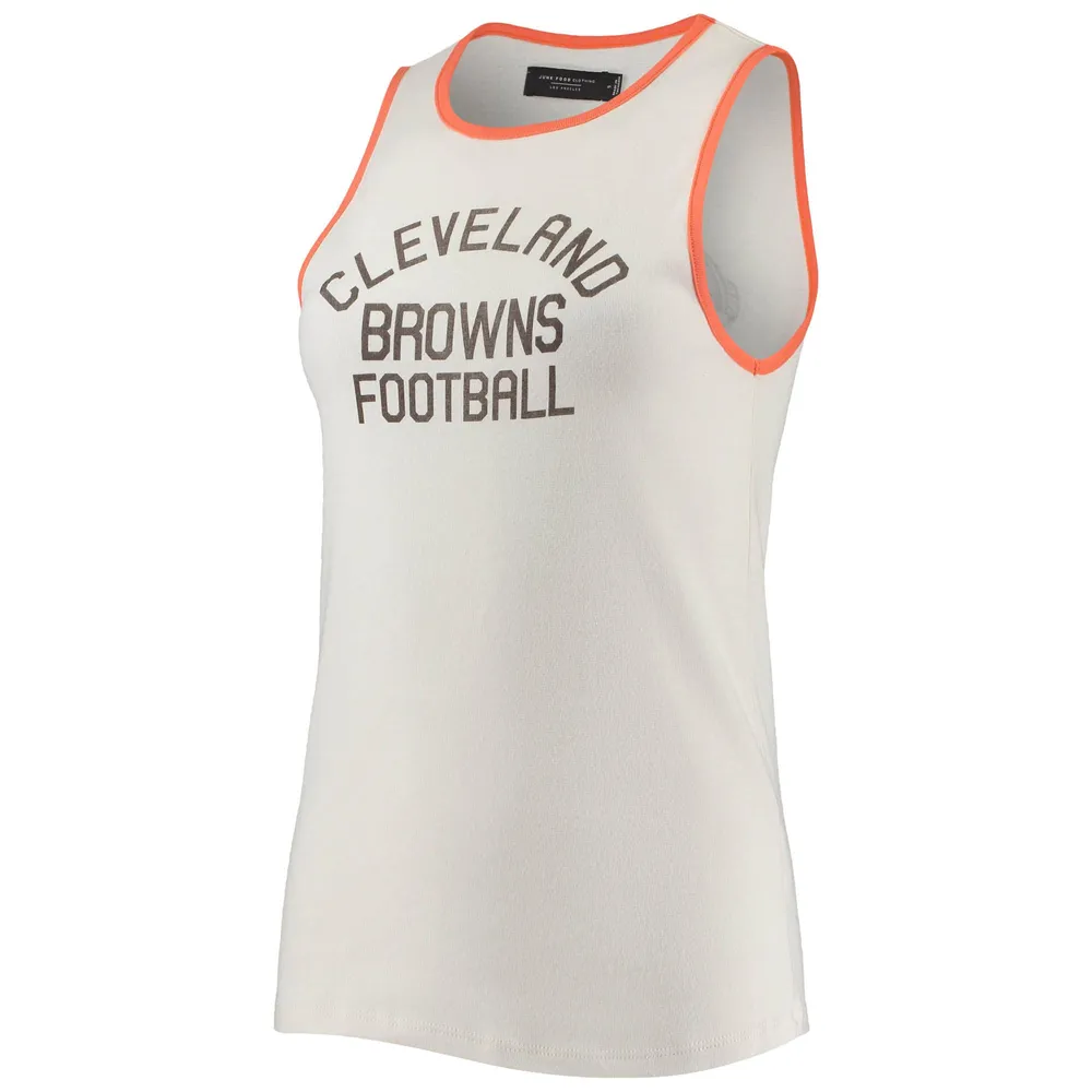 Women's Junk Food White/Orange Cleveland Browns Brownie The Elf Throwback Pop Binding Scoop Neck Tank Top