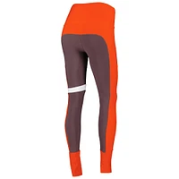 Women's KIYA TOMLIN Brown/Orange Cleveland Browns Colorblock Tri-Blend Leggings
