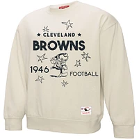 Women's Mitchell & Ness Cream Cleveland Browns Shooting Stars Pullover Sweatshirt