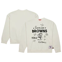 Women's Mitchell & Ness  Cream Cleveland Browns Throwback Logo 3.0 Pullover Sweatshirt