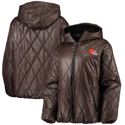 Cleveland Browns MSX by Michael Strahan Women's Charlotte Full-Zip Hoodie Puffer Jacket - Brown