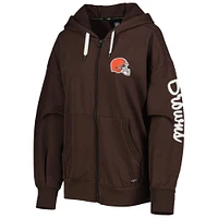 MSX by Michael Strahan Brown Cleveland Browns Emerson Sweat à capuche léger entièrement zippé pour femme