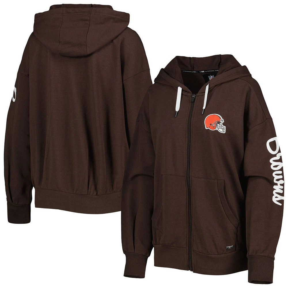 MSX by Michael Strahan Brown Cleveland Browns Emerson Sweat à capuche léger entièrement zippé pour femme