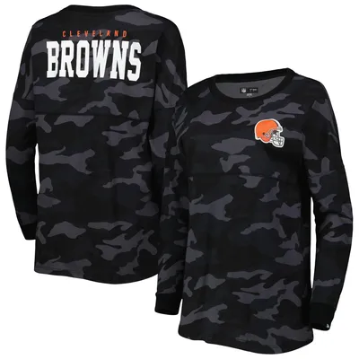 Cleveland Browns New Era Women's Camo Long Sleeve T-Shirt - Black