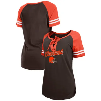 Lids Cleveland Browns New Era Women's Athletic Varsity Lace-Up Long Sleeve T -Shirt - Brown