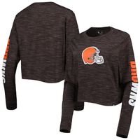 Women's New Era Brown Cleveland Browns Crop Long Sleeve T-Shirt