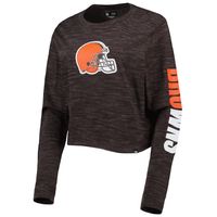 Women's New Era Brown Cleveland Browns Crop Long Sleeve T-Shirt