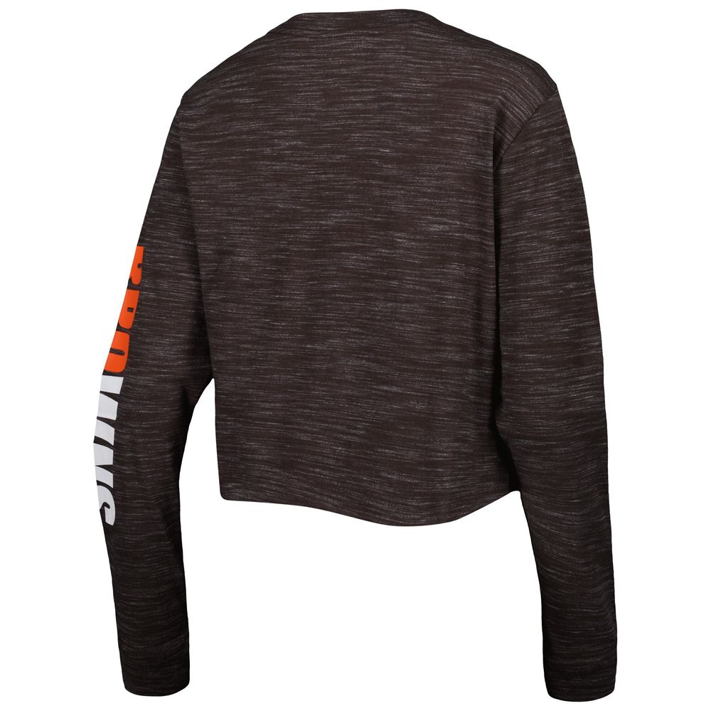 Women's New Era Brown Cleveland Browns Crop Long Sleeve T-Shirt