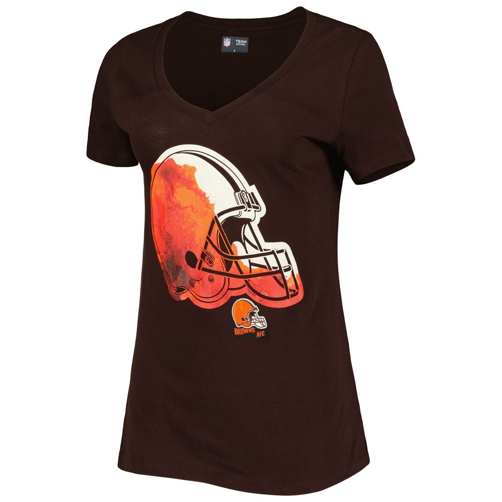 Women's New Era Brown Cleveland Browns Ink Dye Sideline V-Neck T-Shirt