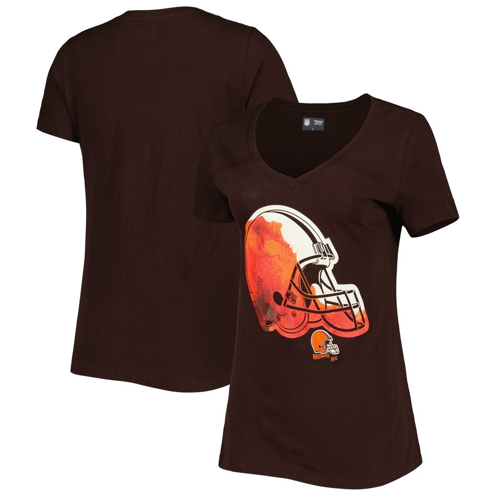 Women's New Era Brown Cleveland Browns Ink Dye Sideline V-Neck T-Shirt