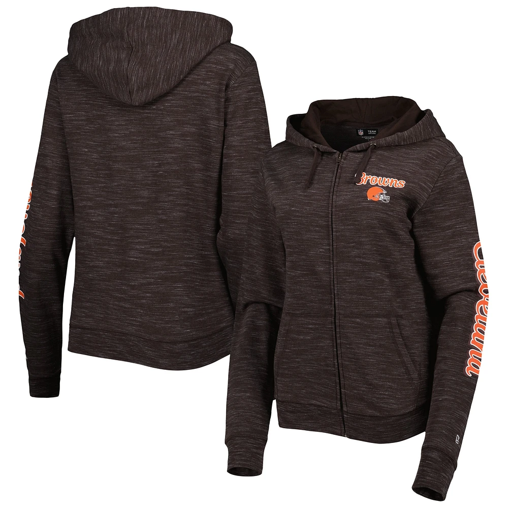 Sweat à capuche et fermeture éclair inversée Cleveland Browns New Era marron pour femme