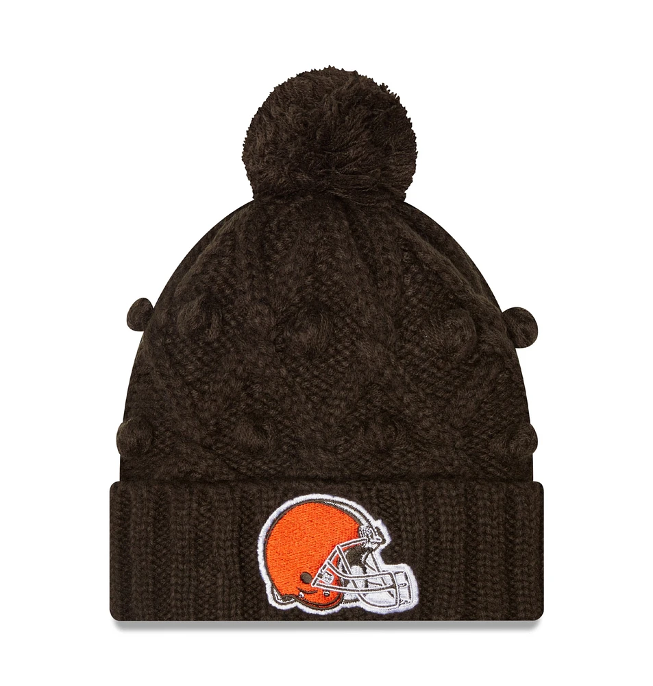 Women's New Era Brown Cleveland Browns Toasty Cuffed Knit Hat with Pom