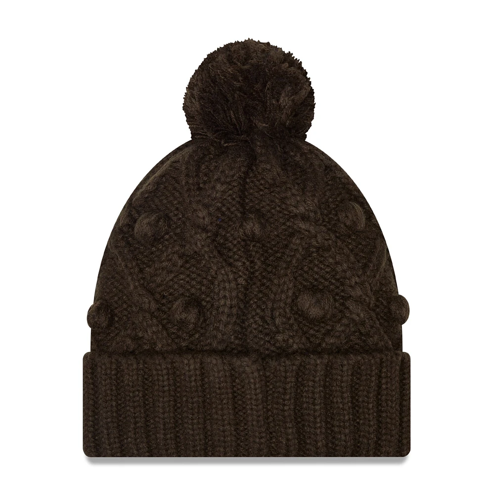 Bonnet en tricot à revers avec pompons Toasty Cleveland Browns pour femme New Era - Marron