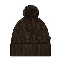 Bonnet en tricot à revers avec pompons Toasty Cleveland Browns pour femme New Era - Marron