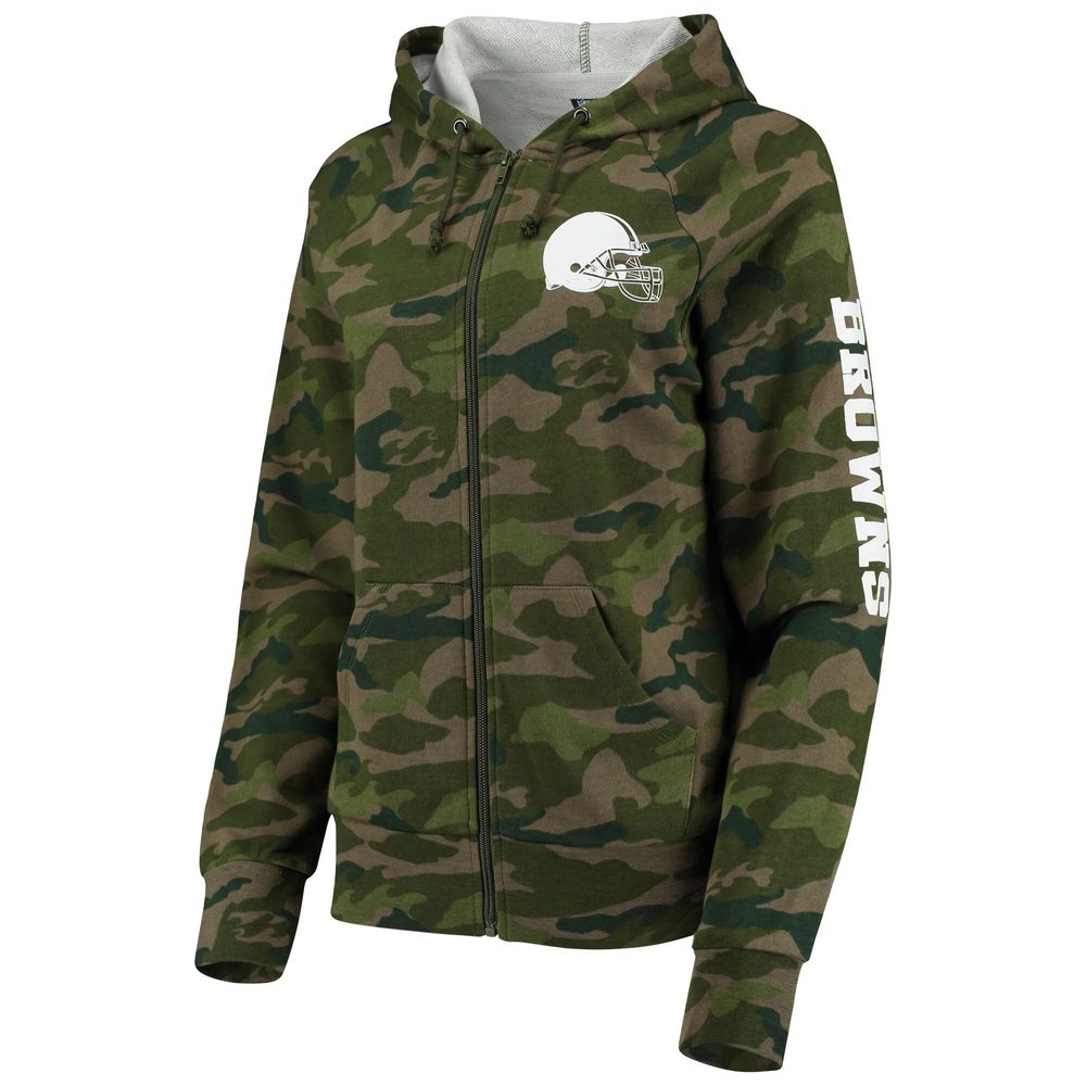 Women's New Era Camo Cleveland Browns Raglan Full-Zip Hoodie