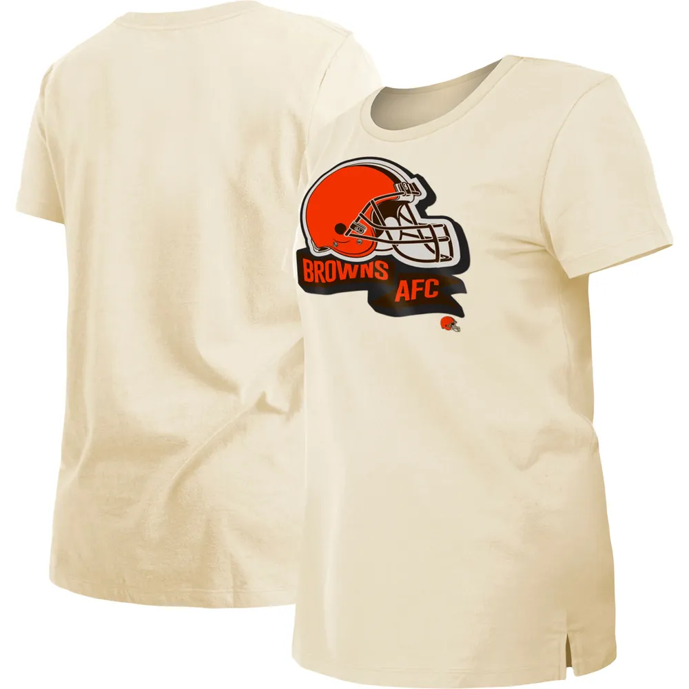 Lids Cleveland Browns New Era Women's Chrome Sideline T-Shirt - Cream