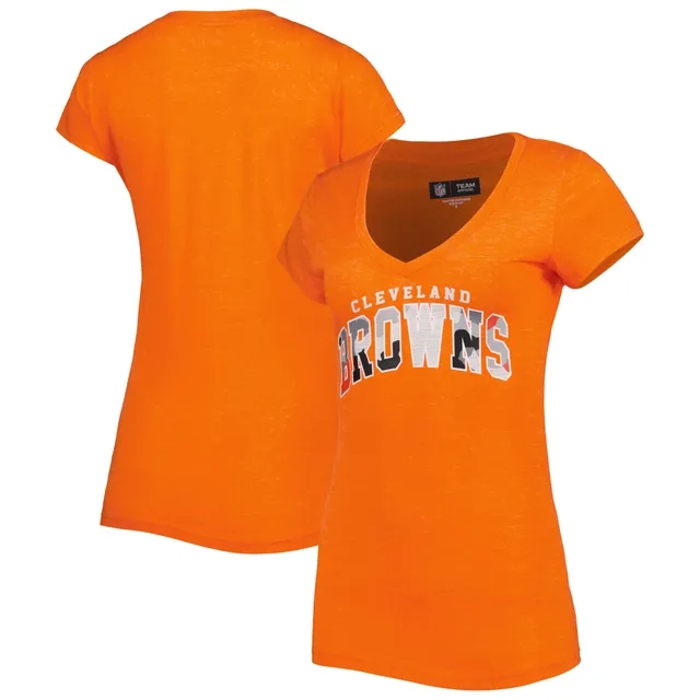 Ladies Denver Broncos Orange Pride Playing V Neck Short Sleeve Tee Shirt