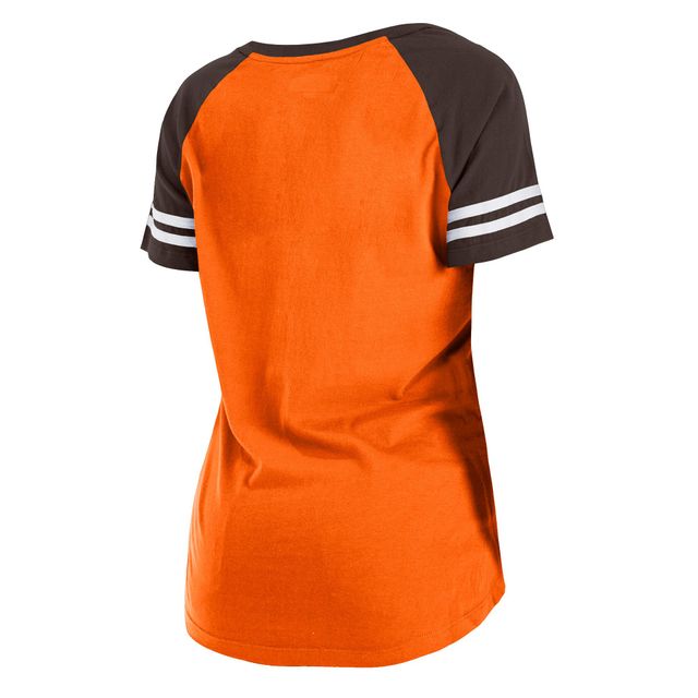 Women's New Era Brown Cleveland Browns Foil Sleeve Pullover Hoodie