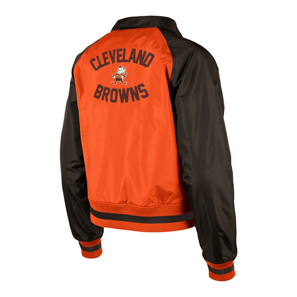 Veste raglan à boutons-pression pour femmes Cleveland Browns Orange New Era femme