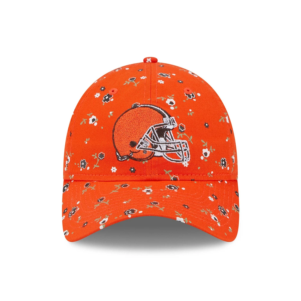 9TWENTY pour femme avec logo floral orange des Cleveland Browns New Era - Casquette ajustable