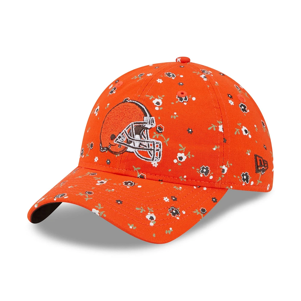 Women's New Era Orange Cleveland Browns Logo Floral 9TWENTY - Adjustable Hat