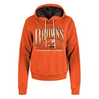 Women's New Era Orange Cleveland Browns Throwback Boxy Pullover Hoodie