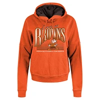 Women's New Era Orange Cleveland Browns Throwback Boxy Pullover Hoodie