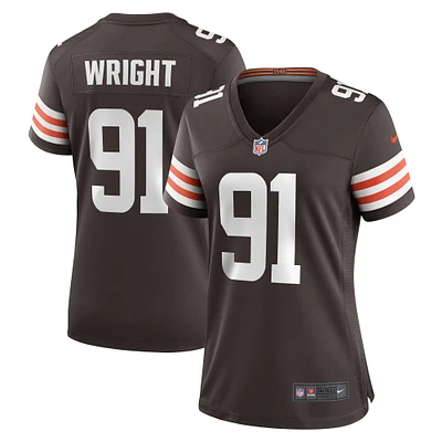 Maillot de match l'équipe Nike Alex Wright marron des Cleveland Browns pour femme