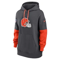 Women's Nike Anthracite Cleveland Browns 2024 Sideline Essential Fleece Pullover Hoodie