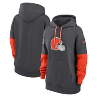 Women's Nike Anthracite Cleveland Browns 2024 Sideline Essential Fleece Pullover Hoodie