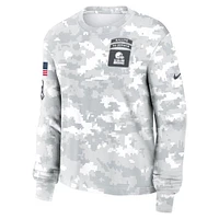 Women's Nike Arctic Camo Cleveland Browns 2024 Salute To Service Performance Long Sleeve T-Shirt