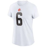 T-shirt avec nom et numéro Nike Baker Mayfield pour femmes, blanc, Cleveland Browns