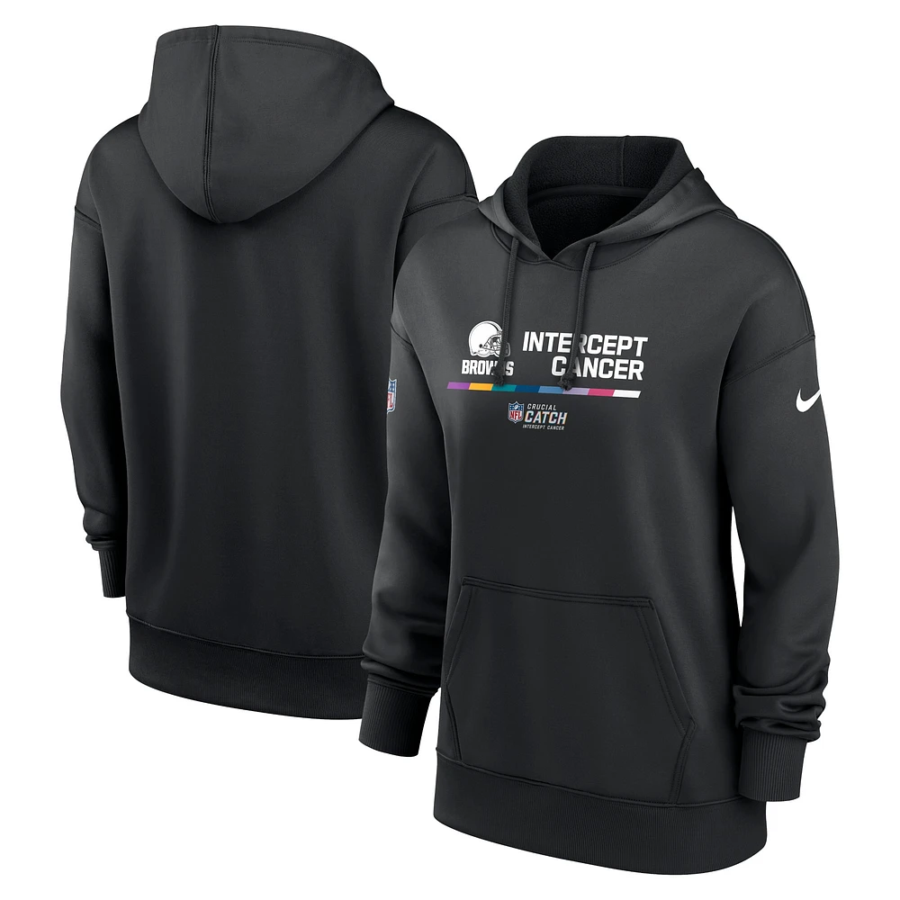 Nike Cleveland Browns 2022 NFL Crucial Catch Therma Performance Sweat à capuche pour femme Noir