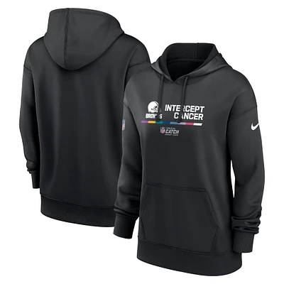 Women's Nike Black Cleveland Browns NFL Crucial Catch Therma Performance Pullover Hoodie