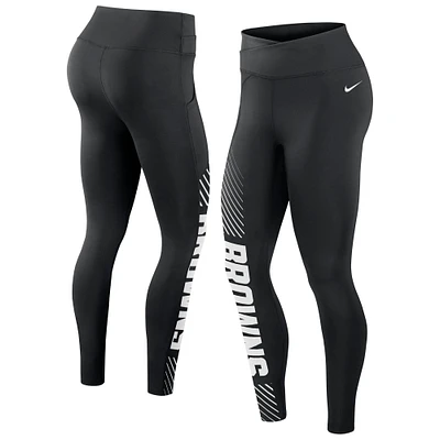 Women's Nike Black Cleveland Browns Yard Line Crossover Leggings