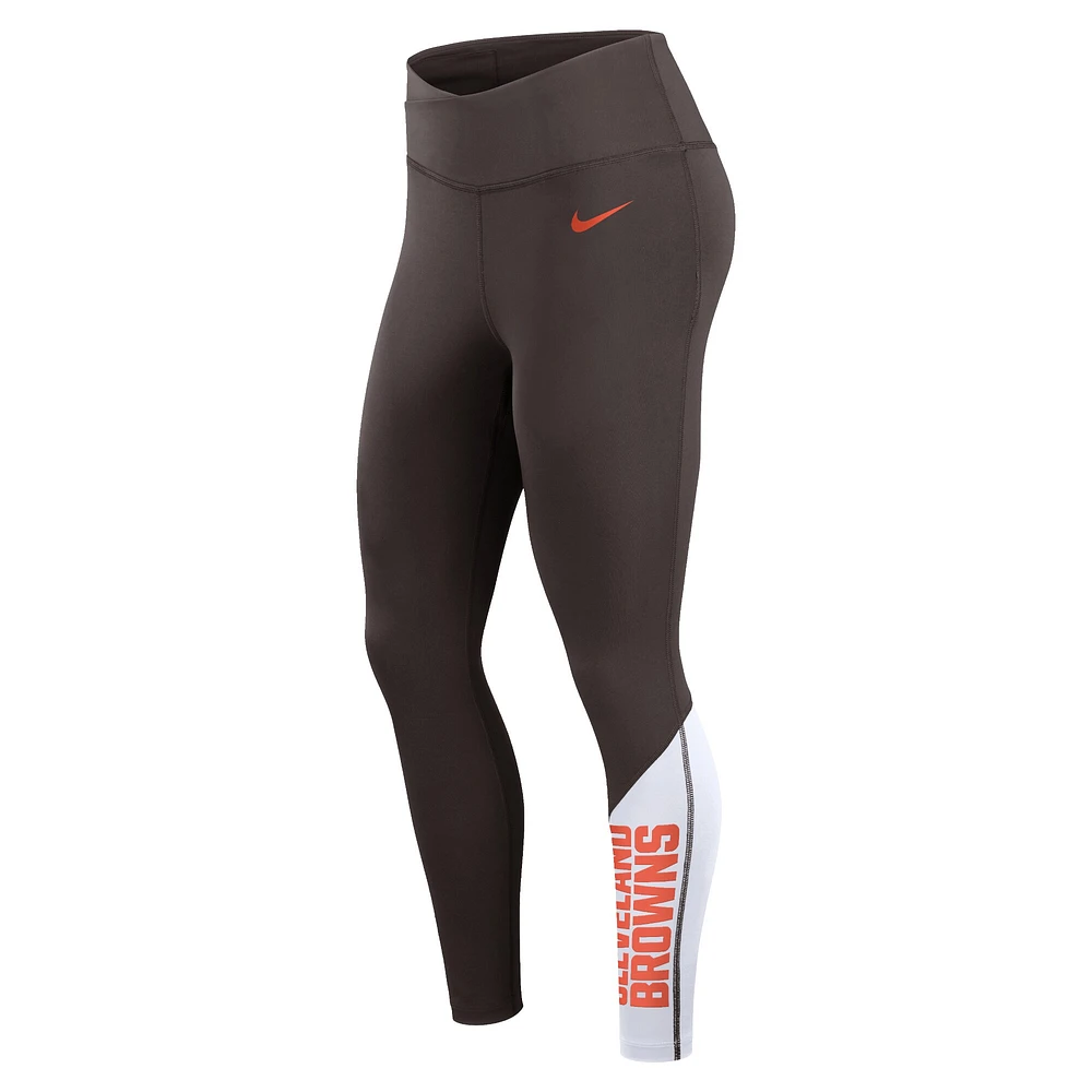 Legging Nike Cleveland Browns 7/8 Performance pour Femme - Marron/Blanc